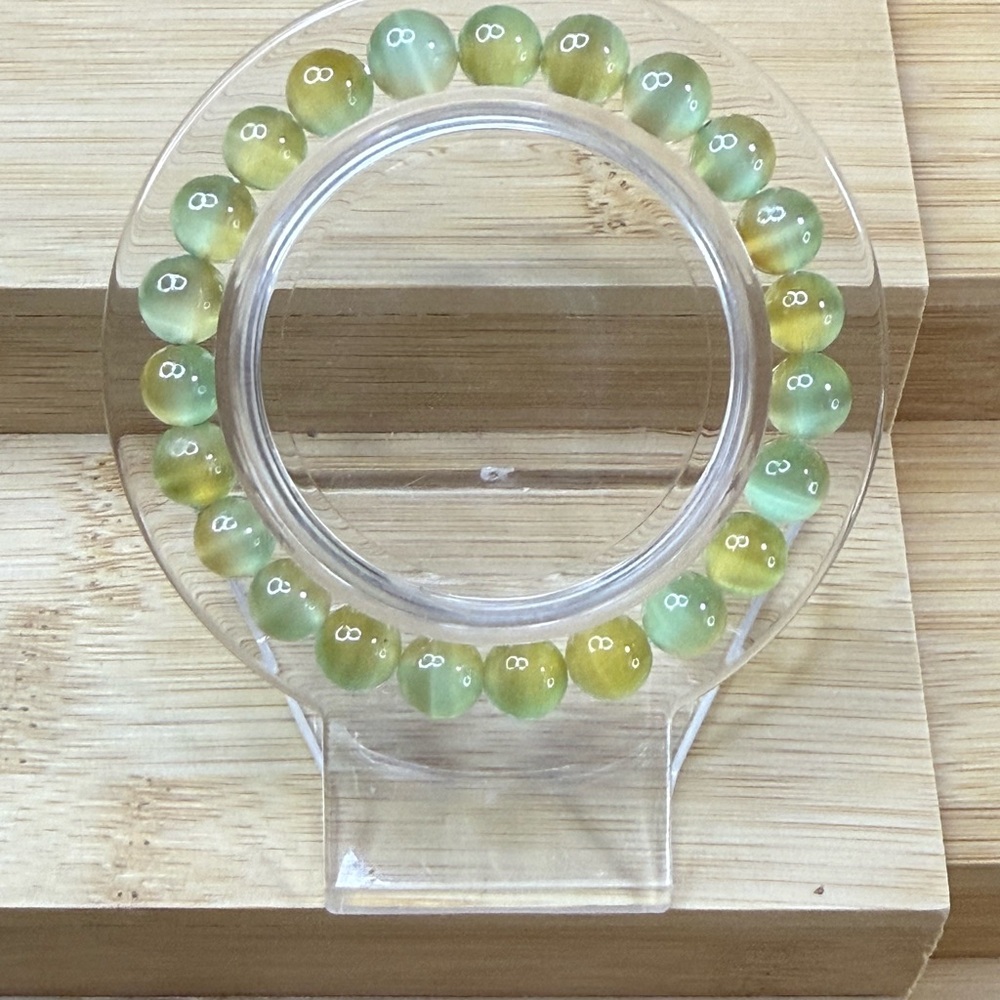 Green and Yellow Beaded Stretch Bracelet - Women Jewelry